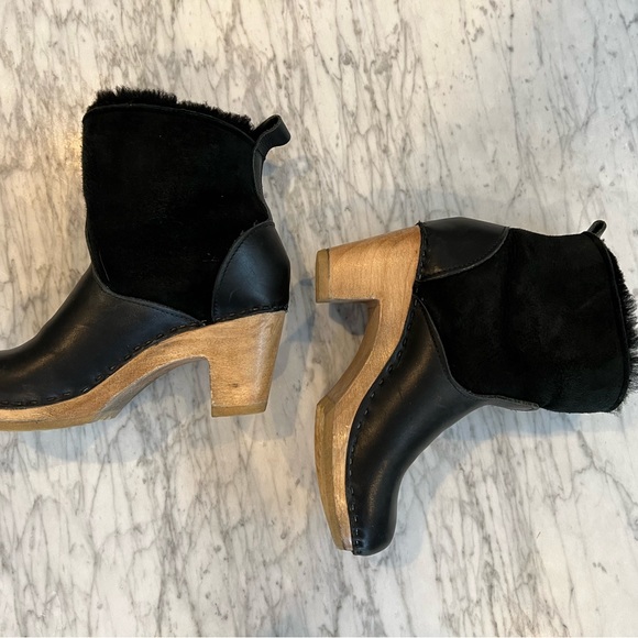 No. 6 Shearling Clog Boot High Heel in Black Suede Size 37 - Picture 2 of 7